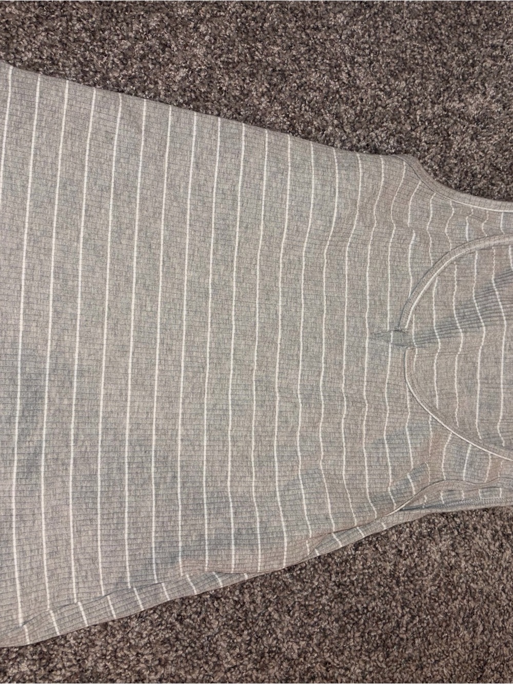 Striped Gray Ribbed Tank Top - Women's Casual Knit